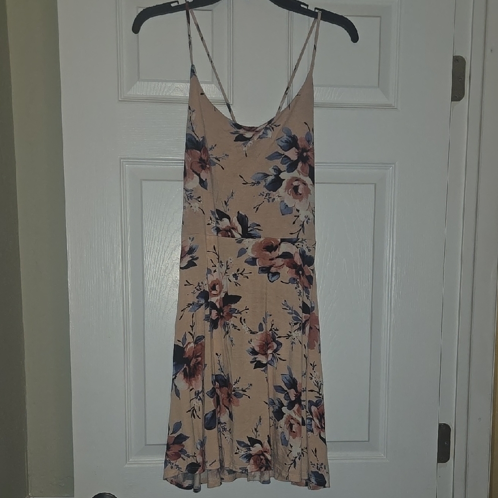 Charming Charlie Floral Mini Dress - Cream and Pink